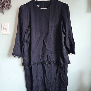 Vintage Chez California by Tandy Black Dress with Hem Beading